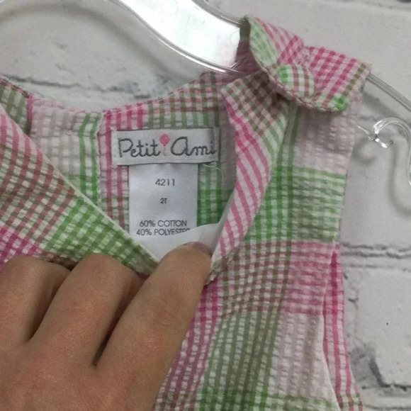 Petit Ami pink green Gingham Dress 2T - Picture 4 of 6